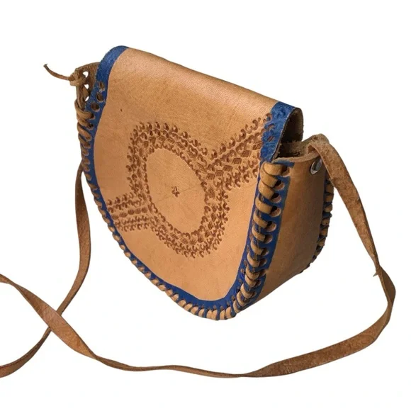 Authentic San Carlos Sonora Mexican  Handcrafted Leather Crossbody Bag Floral - Picture 11 of 12